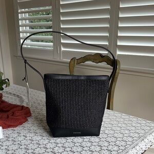 Mansur Gavriel Everyday Cabas Small Black Raffia